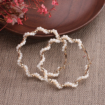 Zuri Imitation Pearl Hoop Earrings - SunsetFashionLA